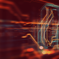 An abstract illustration of a computer circuit board